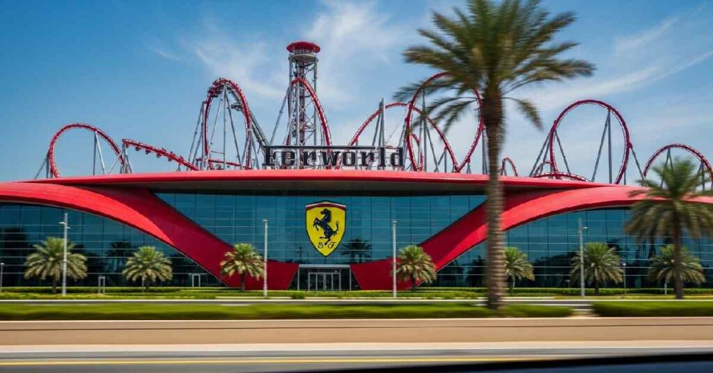 Yas Island Ferrari World Abu Dhabi drive-by view