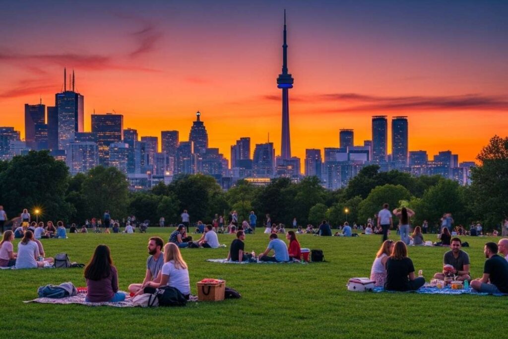 Toronto hidden gems Riverdale Park skyline sunset summer view