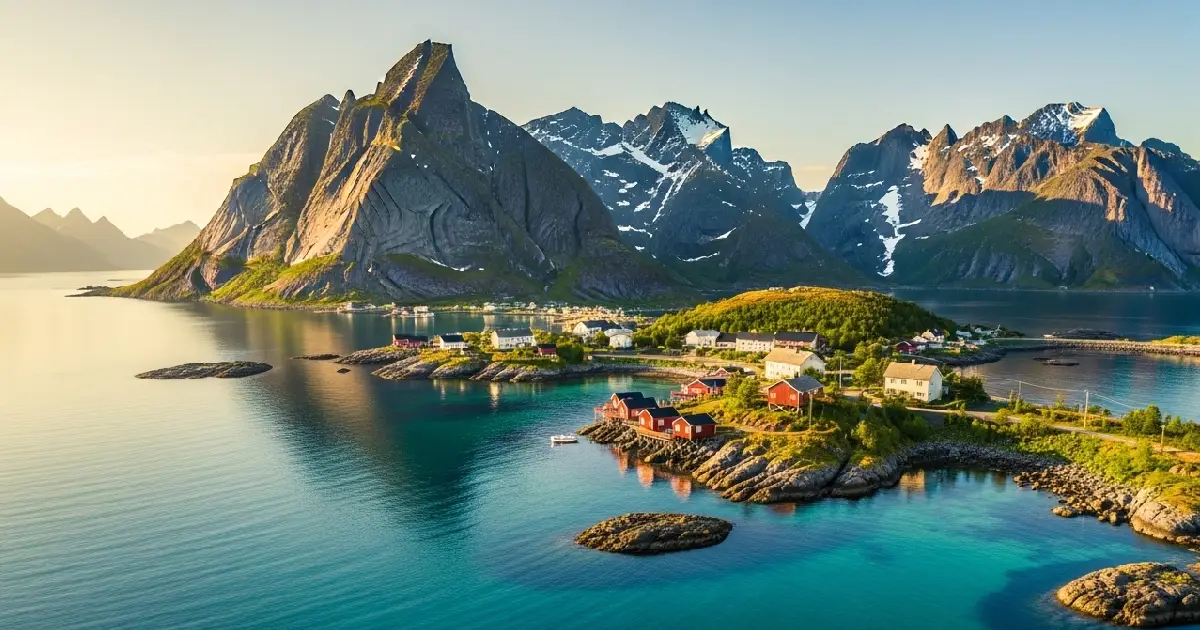 Best places to visit in Norway in the summer – Lofoten Islands midnight sun panorama