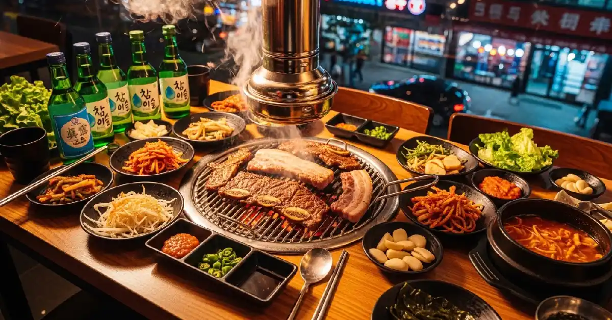 Best restaurants in Koreatown NYC featuring sizzling Korean BBQ and banchan on Korea Way