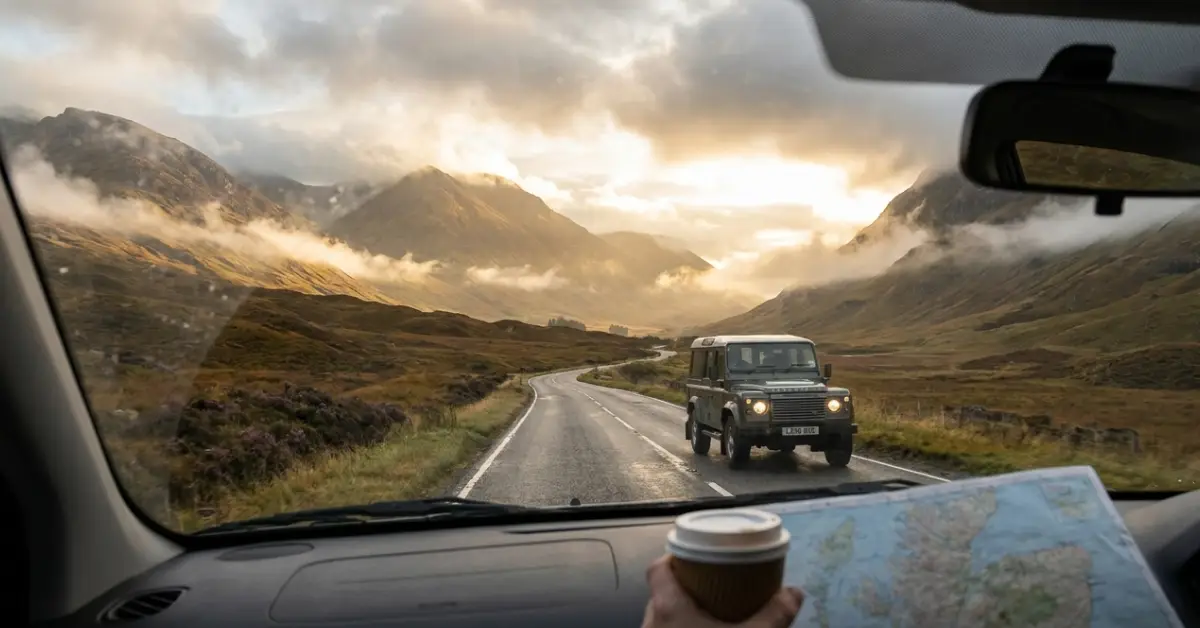 4 Days in Scotland itinerary featuring Glencoe Highlands road trip scenery