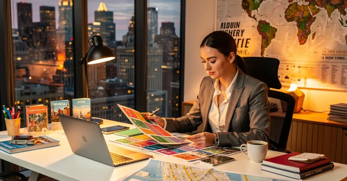 Expert travel planner New York City creating personalized vacation plans with NYC skyline in background