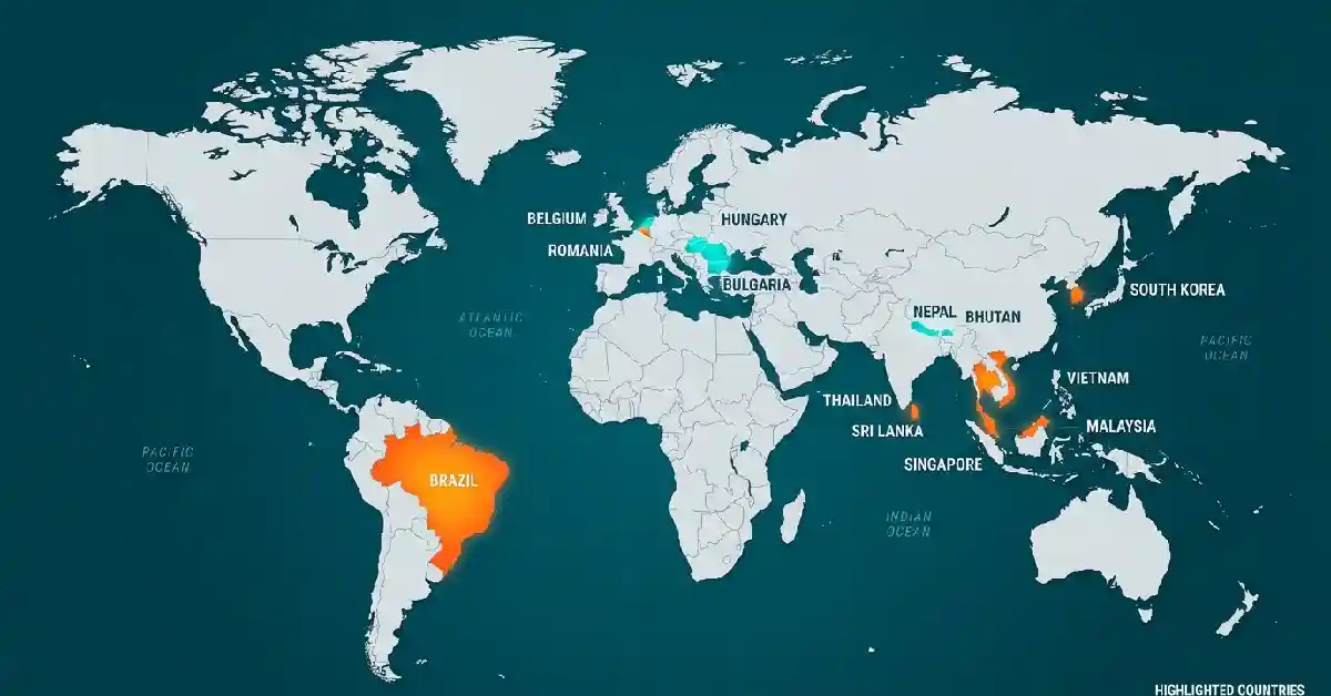 Low cost international travel destinations 2026 world map with cheapest countries highlighted
