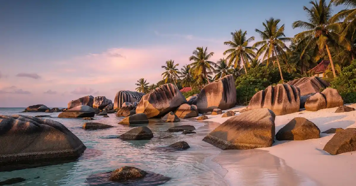 most beautiful beaches in the world Seychelles granite boulders clear lagoon