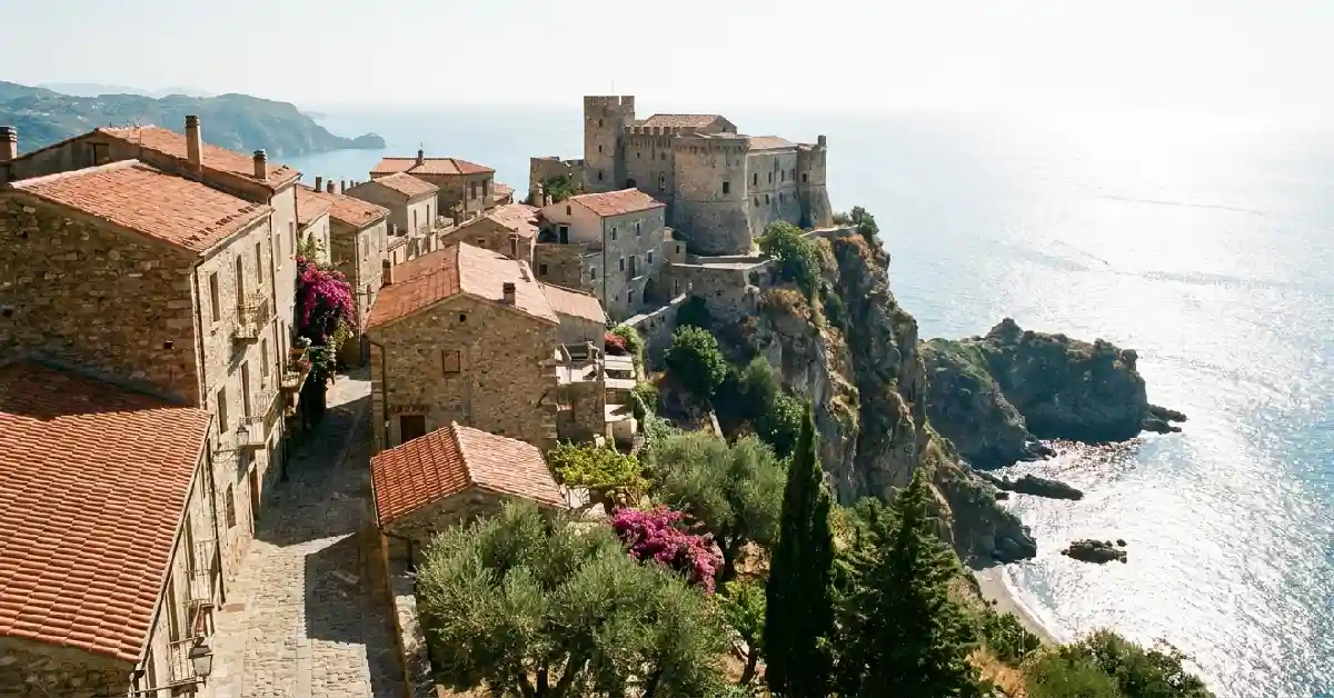 Cilento Italy slow travel: Castellabate village overlooking the sea, genuine off-the-beaten-path slow travel experience in Italy