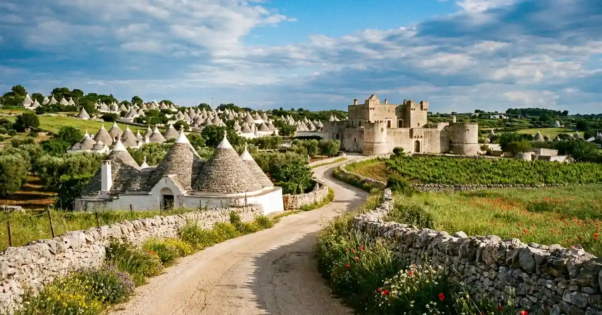Puglia Italy slow travel: traditional trulli houses in Valle d’Itria, where slow travel Italy clicks emotionally for beginners