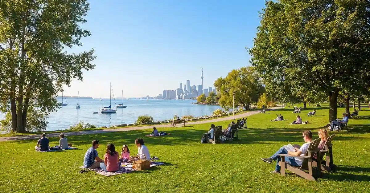 Peaceful Lake Ontario waterfront park in Toronto offering a calm Ontario escape during the busy 2026 World Cup