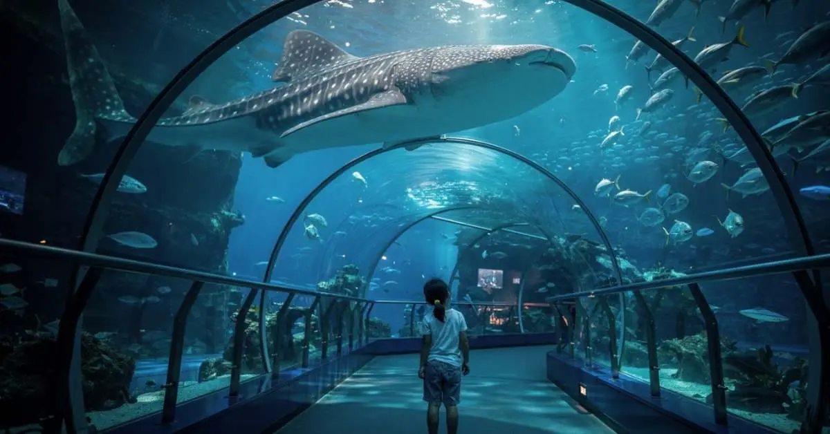 Churaumi Aquarium Okinawa whale shark with kids