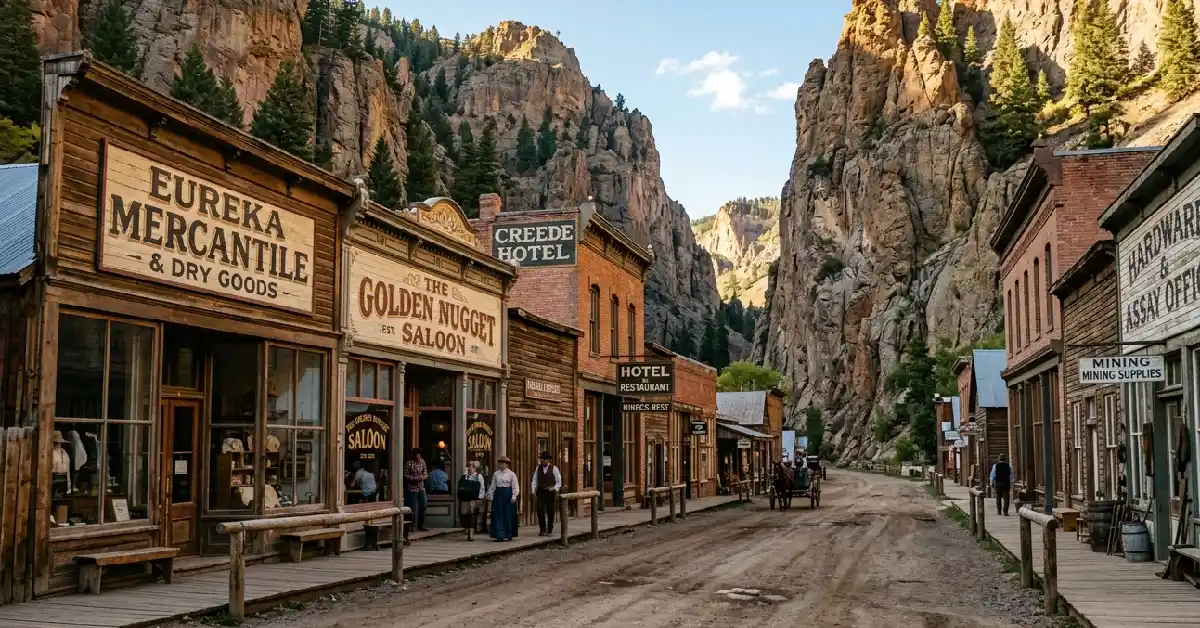 Historic storefronts in Creede, Colorado, a hidden small town worth visiting