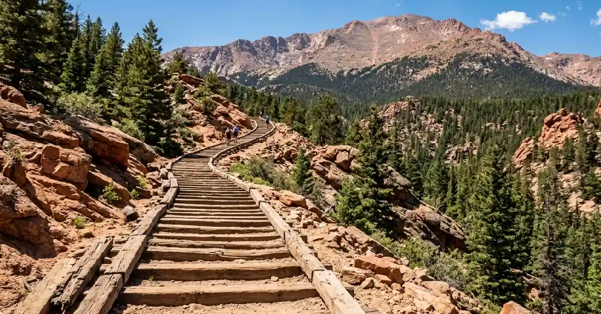 Manitou Incline hiking trail near Manitou Springs, Colorad