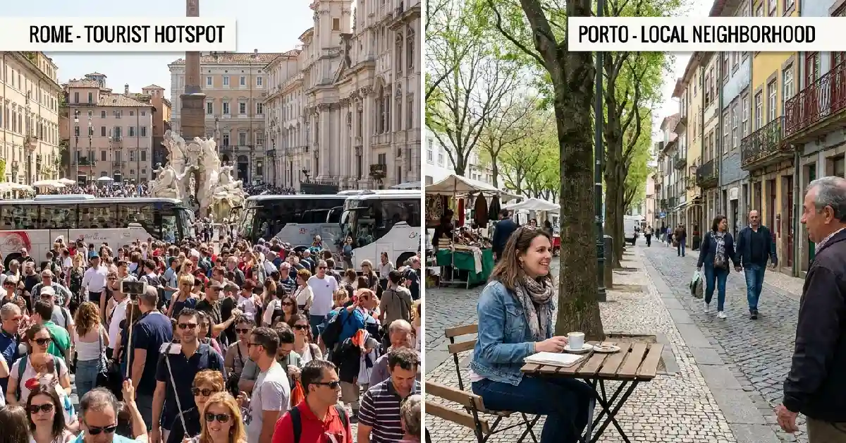 Comparison between second city travel and crowded tourist destination