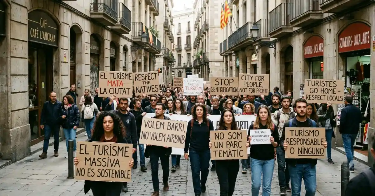 Barcelona residents protest overtourism ahead of cruise tax crackdown