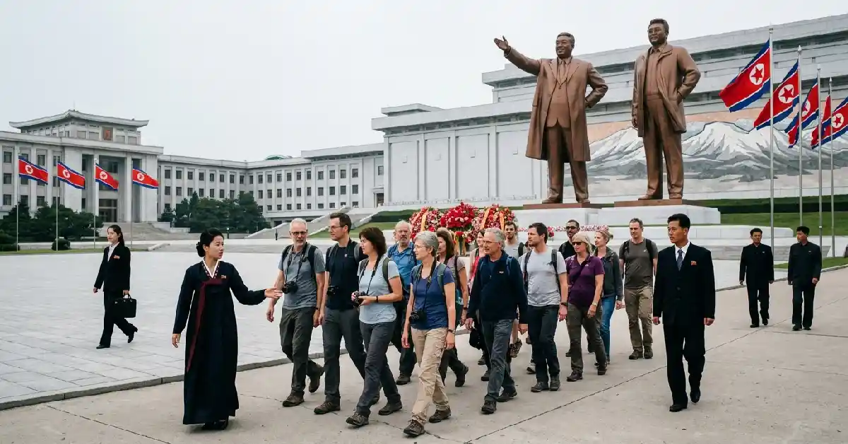Official guided tour in North Korea where solo travel is strictly restricted