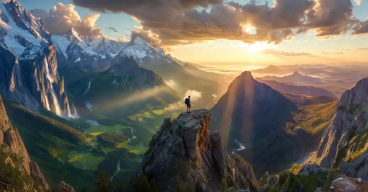 Traveler overlooking dramatic mountains, wild landscapes, and untouched adventure destinations beyond ordinary tourism