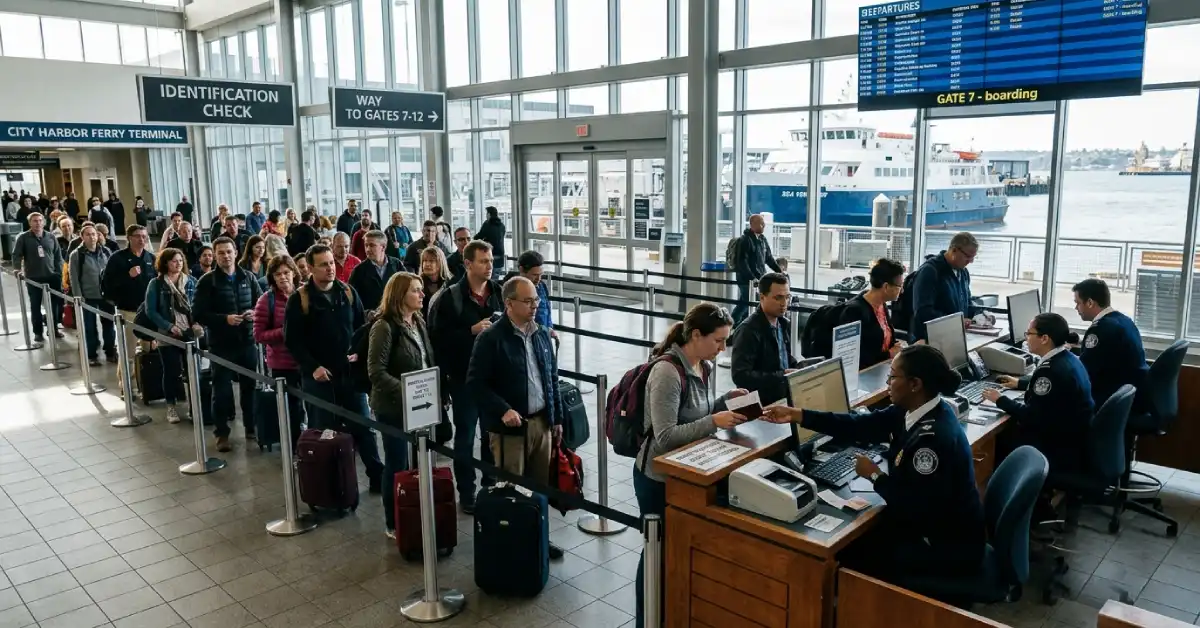 Ferry ID checks Ireland UK terminal queue