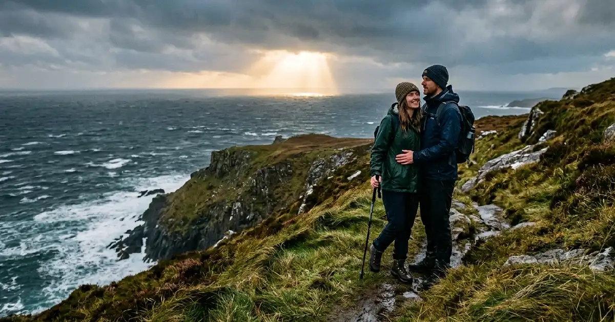 Light breaking at one of the best places to visit in Ireland for lovely couples
