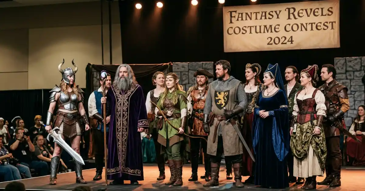 Costumed contestants at the Magik and Mythk Festival costume contest in Central Florida