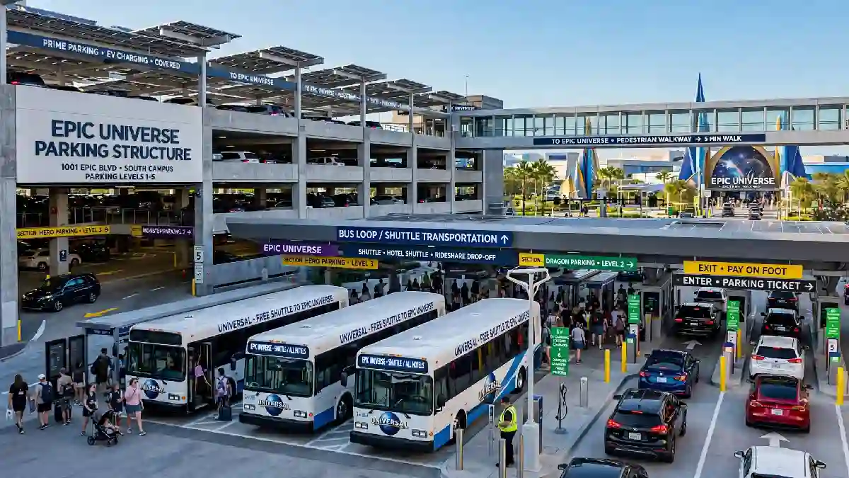 Parking infrastructure expansion addressing Epic Universe theme park capacity needs
